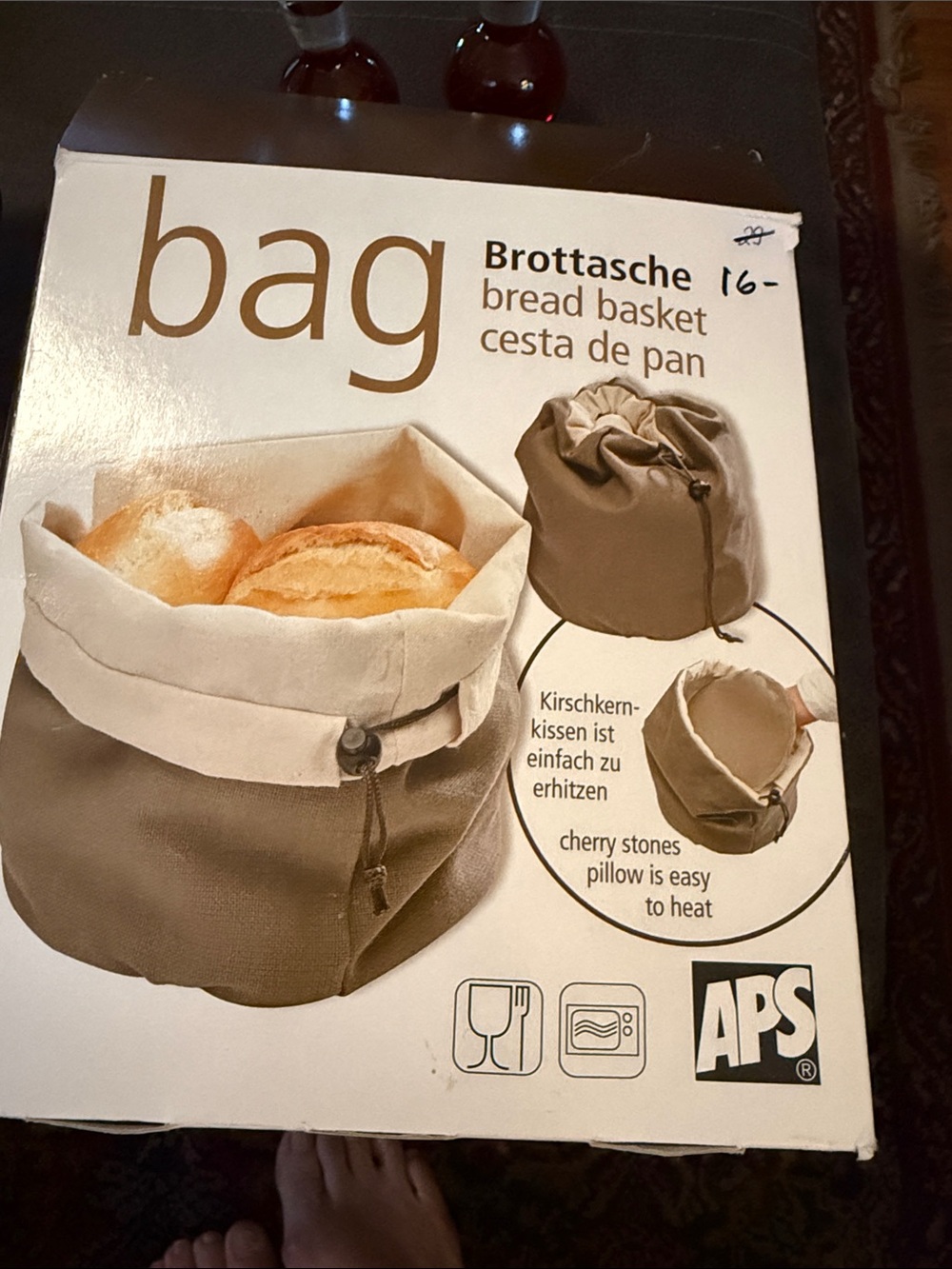 Brown Canvas Bread Bag with Cream Lining
